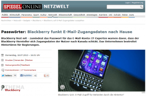 Ist Blackberry doch nicht so sicher vor Datenschnüfflern?