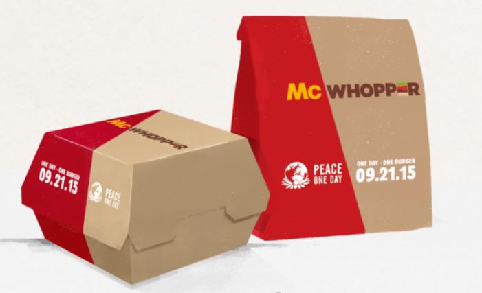 McWhopper-Verpackungen Designvorschlag von Burger King; Mischung aus McDonalds und Burger Kind-CI-Designs