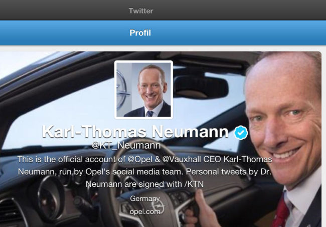 Pressebild Opel Screenshot Twitter-Account Opel