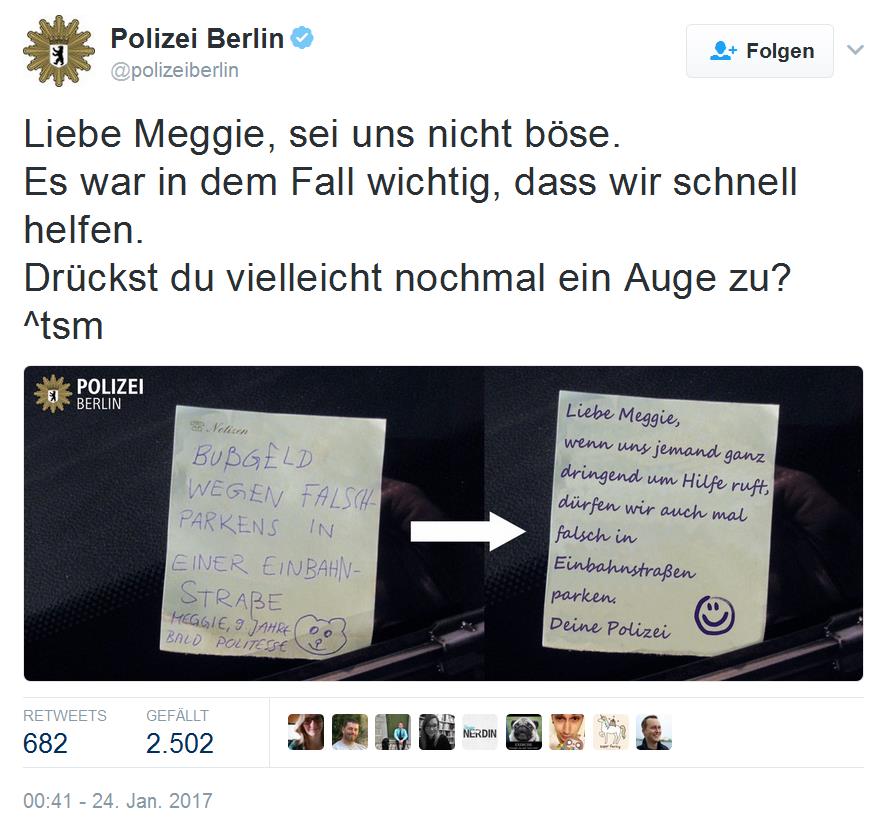 Screenshot Kinderstrafzettel Twitter Polizei Berlin